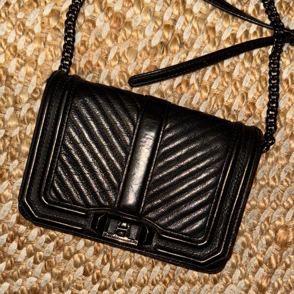Chevron Quilted Small Turn Lock Love Crossbody Bag